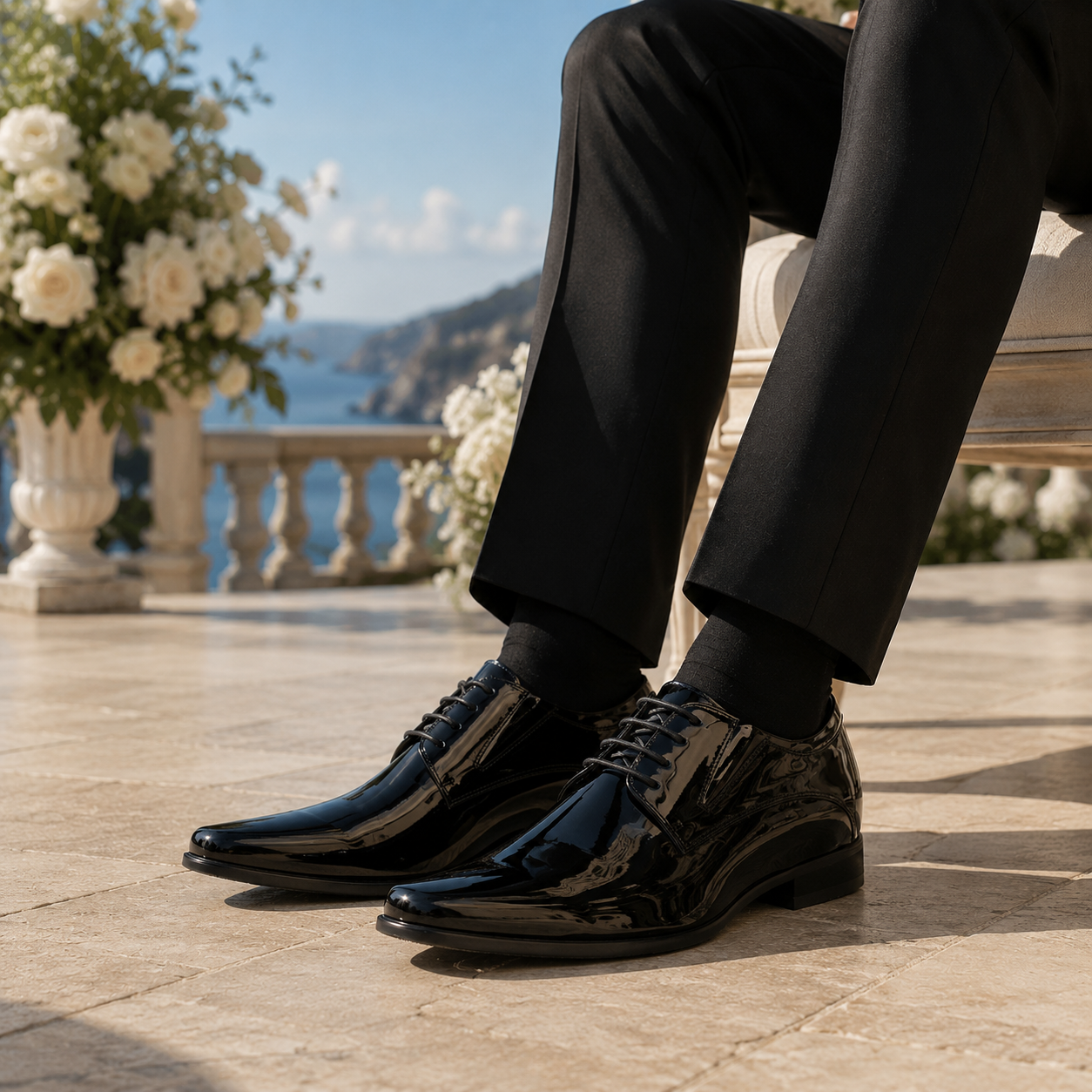Spitze Lackschuhe die größer machen herren Fontana +8 cm