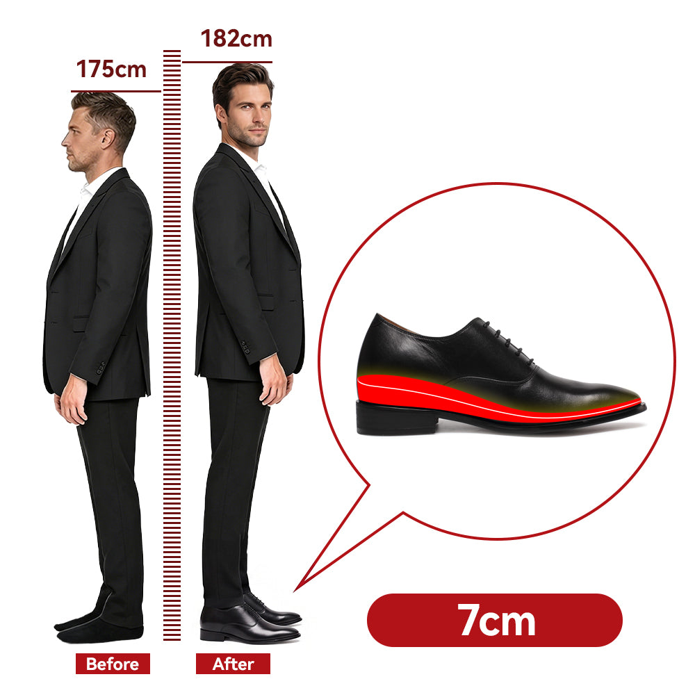 Herren Schwarze Business Schuhe die größer machen Dionigi +7 cm