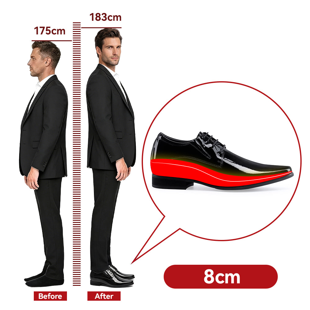 Spitze Lackschuhe die größer machen herren Fontana +8 cm